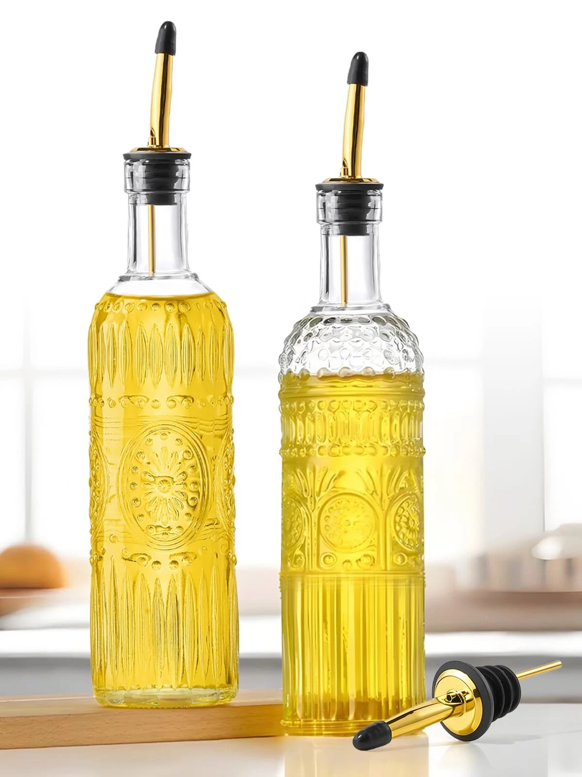 Ruiao 2 Pcs Olive Oil Dispenser Bottle for Kitchen,17oz Clear Transparent