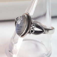 Vintage Sterling Silver Moonstone Ring Boho Jewellery Valentine Gift