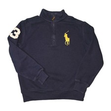 Polo Ralph Lauren Kids Size 7 Quarter Zip Long Sleeve Pullover-Navy Big Pony