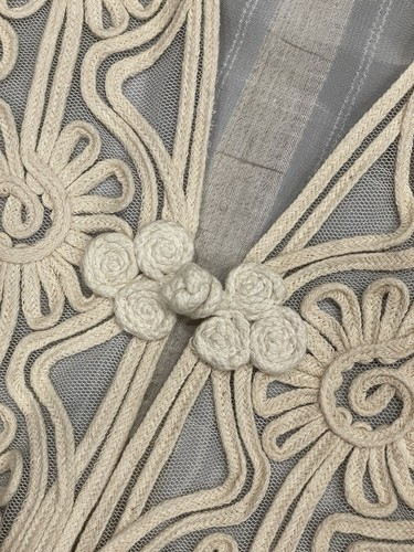 Vintage Y2K Crochet Embroidered Mesh Vest Top Size S Cream Boho Western Festival - Picture 7 of 13