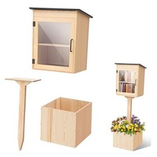 Wooden Library Box Outdoor Library, Double Outdoor Box Storage with Floor