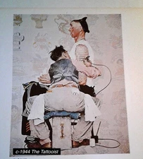 1998 NORMAN ROCKWELL PRINT 1944 "THE TATTOOIST" 11 X 10 1/2