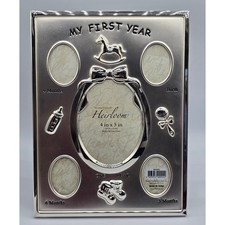 Vintage Y2K Nursery My First Year Baby Photo Frame Silver Memory Keepsake