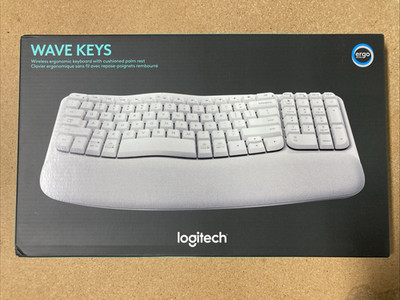 Logitech Wave Keys Wireless Ergonomic Keyboard. White **MISSING DUNGEL**. MR