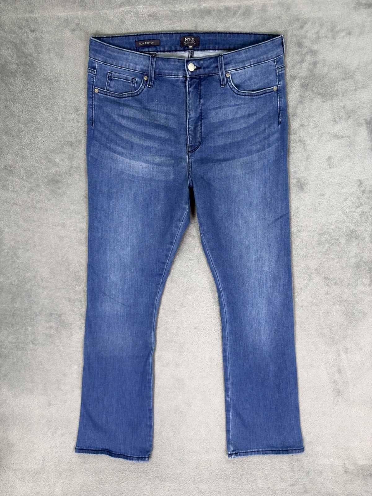 Womens 14p Blue Medium Wash High Rise Slim Bootcut Lift Tuck