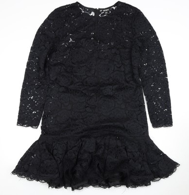 DKNY Damen schwarz Spitze A-Linie Kleid Größe 12
