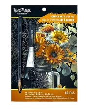 Brea Reese FALL FLORALS Scratch Art Paper Pad 6" x 8" Halloween  NEW
