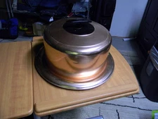 Vintage Cake Carrier West Bend Aluminum Locking Lid Cover Pinkish Copper
