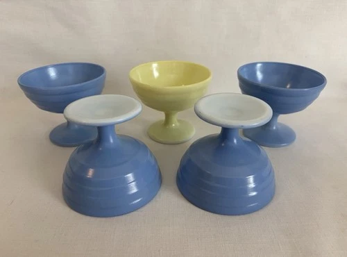 5 Vintage Hazel Atlas Moderntone Platonite Pastel Sherbet Ice Cream Dishes Bowls