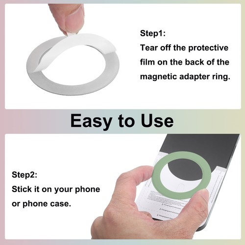 5Pcs Magnetic Sticker Ring Magnetic Adapter Ring Light Green - Photo 3/7