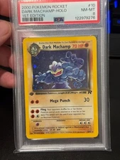PSA 8 - Pokemon DARK MACHAMP 10/82 - TEAM ROCKET 1st Edition - Holo *SWIRL*