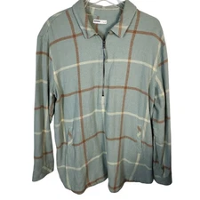 Sonoma Quarter Zip Women Flannel Popover Tunic Size L English Countryside