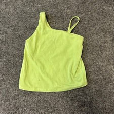 Athleta Girl Tank Top Girls Size M 8-10 Lime Green Asymmetric Athletic Shelf Bra