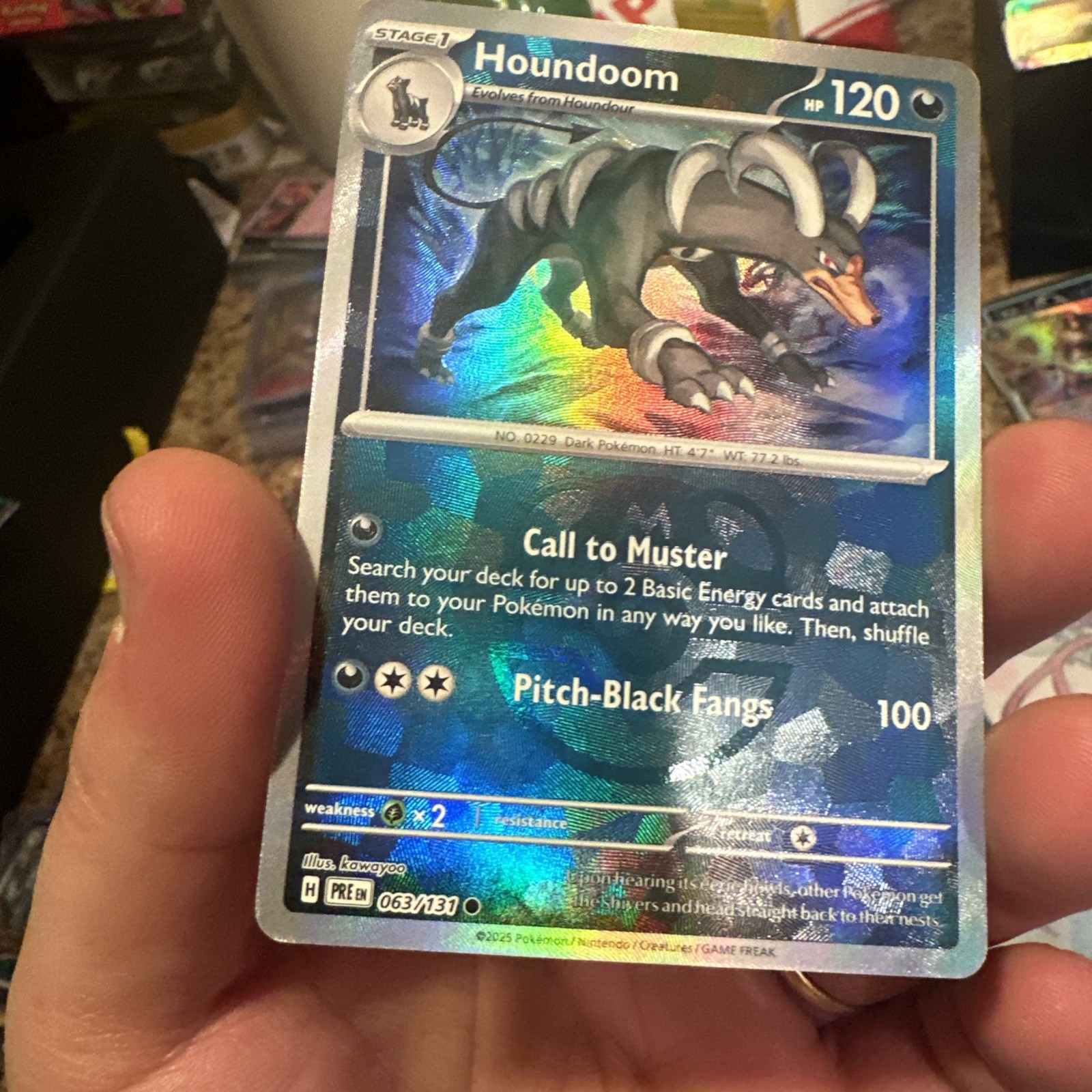 Houndoom 063/131 (Master Ball Pattern) Pokemon TCG Prismatic Evolutions Holo NM