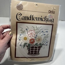 Dritz  Candlewicking  9025  Flower Basket  12x12  Needlepoint