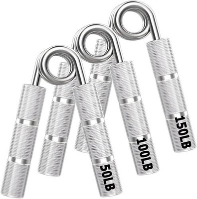 Silver Metal Hand Gripper Set,50LB-400LB 13 Pack No Slip Heavy-Duty Grip Strengt