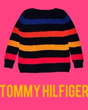 Cable Knit Striped Multi Colored Tommy Hilfiger Fall/Winter Sweater Sz L NWT