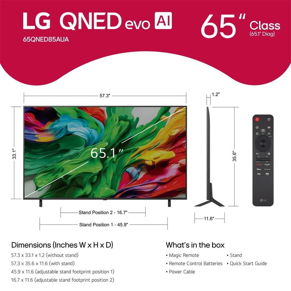 LG 75 inch Class QNED85A Series 4K evo AI 120Hz MiniLED Smart TV webOS 25 (2025) - Image 2 of 4
