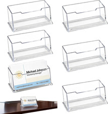 Visitenkartenhalter Set 6 transparente Acrylst&auml;nder f&uuml;r Schreibtisch B&uuml;ro Displa