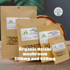 Organic Reishi (Ganoderma lucidum) Full Spectrum Mushroom 500mg and 650mg