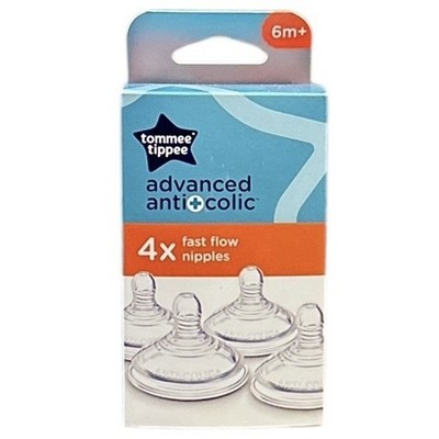 1 Tommee Tippee Advanced Anti Colic Fast Flow 4 ct Nipples, For Ages 6+ Months
