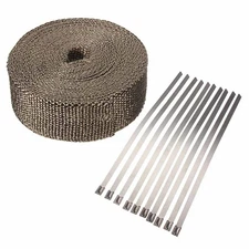 2" x50ft Roll Titanium Exhaust Heat Wrap For Header Turbo Pipe Manifold 10 Ties