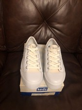 VTG 90s Keds Firecracker LTT White Leather Platform Sneakers 7.5 Deadstock NIB