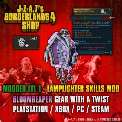 Borderlands 4  MODDED LEVEL 1 ONE LAMPLIGHTER AMON CLASS MOD BL4  PC-PS-XBOX 