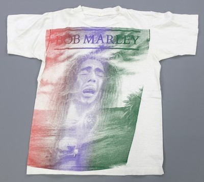 Rare VTG Bob Marley Rasta Portrait Graphic T Shirt 80s 90s Reggae Music White