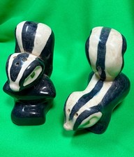 VTG MCM Walker Potteries Skunk Salt & Pepper Shakers Green Eyes - NO CHIPS