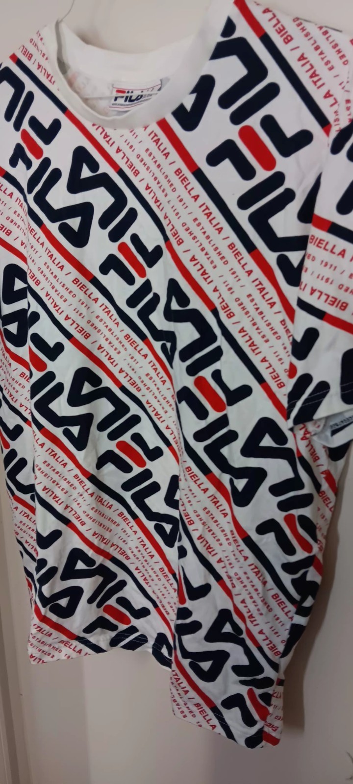 Maglione maglia maglione cotone stampa fila diagonale FILA taglia uomo XL