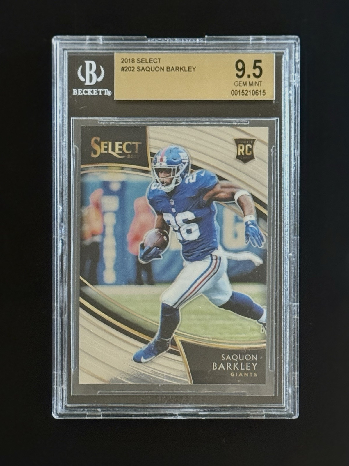 2018 Saquon Barkley ROOKIE - Panini Select - Field Level #202 (RC) - BGS 9.5