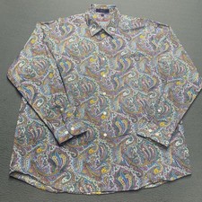 Alan Flusser Shirt Mens XL Multicolor Paisley Long Sleeve Button Up Casual