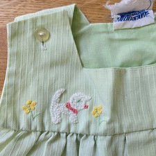 Vintage Dress Mint Green Poodle Dog Flowers Baby Girls Size 6-9 Months Nannette