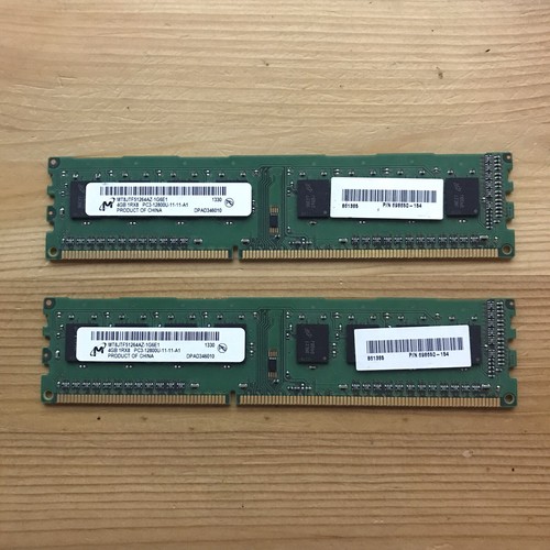 MICRON 8GB 2X4GB 1Rx8 PC3 12800U 11 11 A1 MT16JTF51264AZ 1G6E1 HP 