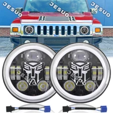 For 2003-2009 Hummer H2 Pair 7" inch Round LED Headlights High Low Beam DRL Lamp
