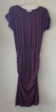 Michael Stars Women's Midi Dress Gathered Empire Waist Purple Size Sm Classic