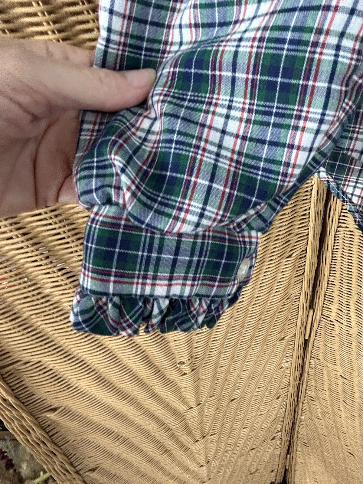 Vintage Plaid Ruffled Button Down Small Academia - image 3