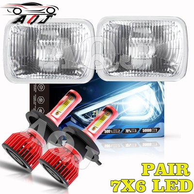 2PCS 5x7'' 7x6'' 100W LED Headlights Hi/Lo Beam For Dodge D150 D250 D350 Ram 50 H4