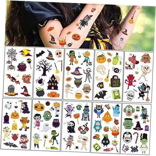 Tatuajes Temporales De Halloween Para Niños - 20 Láminas Con Más De 400 Diseños Divertidos