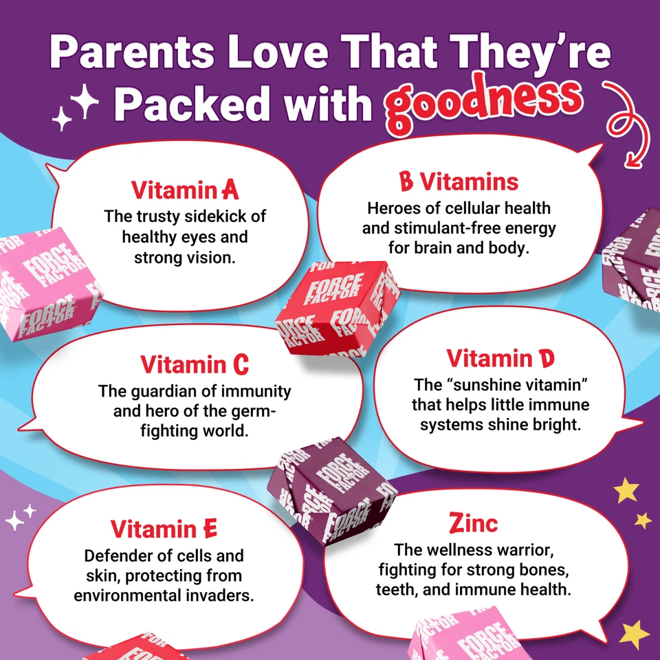 FORCE FACTOR Niños Multivitamínico Super Masticables con 18 Vitaminas-Minerales y Antioxidantes Foto 3 de 4