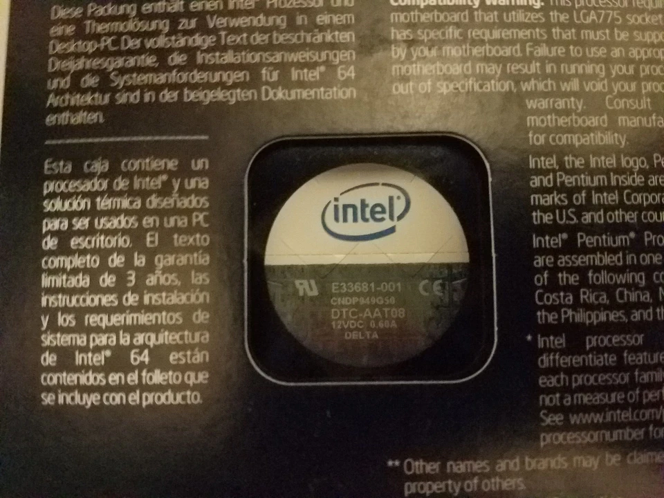 Intel Pentium Dual-Core E6500 2MB L2 Cache 2.9GHz LGA 775 CPU BX80571E6500 SLGUH - Image 3 of 3