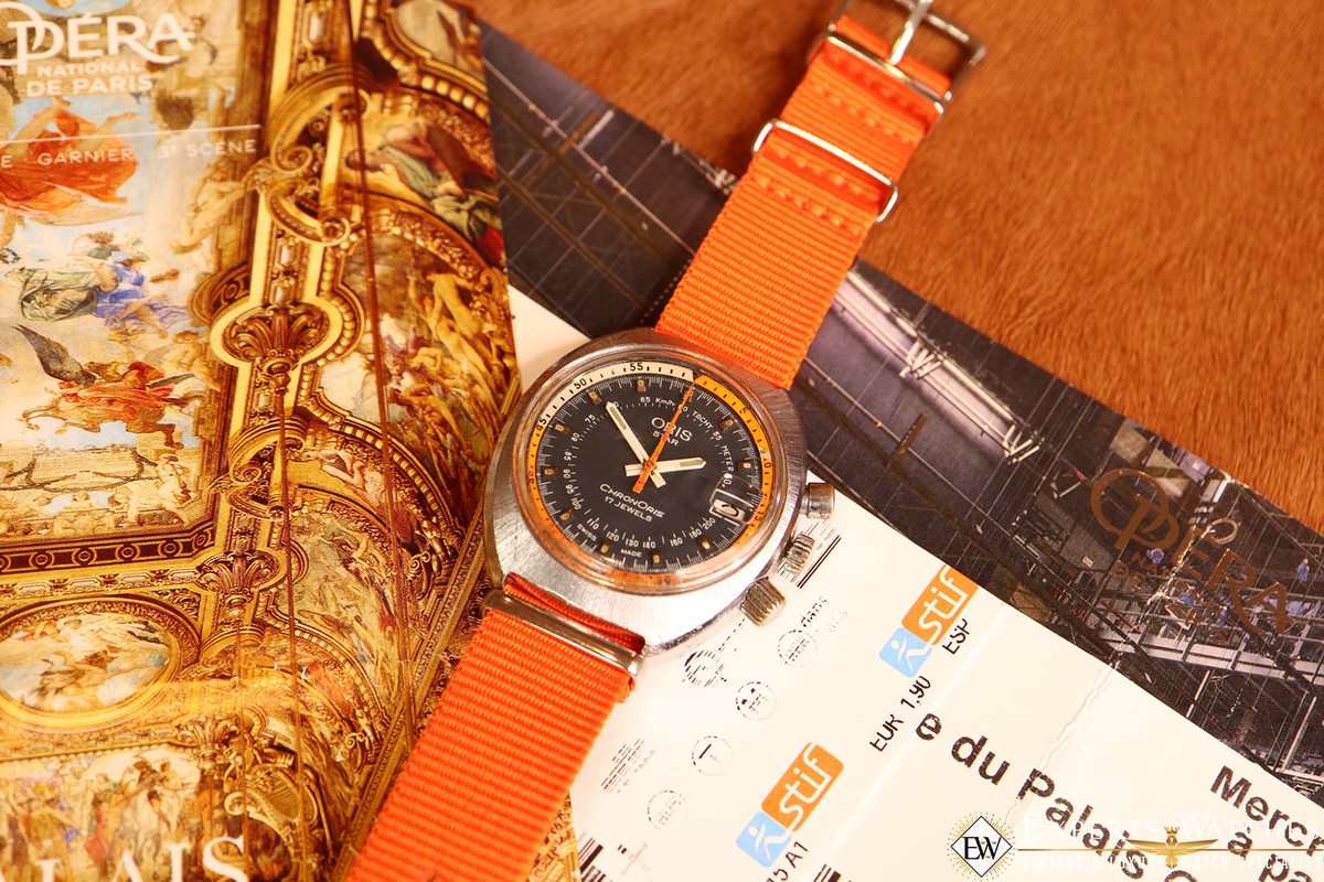 1970's Vintage Oris Star ChronOris Chronograph Cal 725 Rare Orange