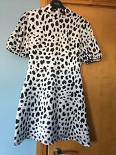 NASTY Gal.  NEW. Ladies Dalmatian Black & White Lined Mini Dress. Size 8.