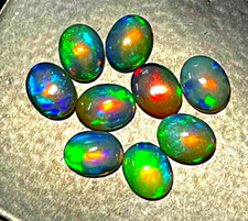 Natural AAA Quality Ethiopian Opal Oval Cabochon Gemstone Lot 9 Pcs 7 9 MM 10 CT