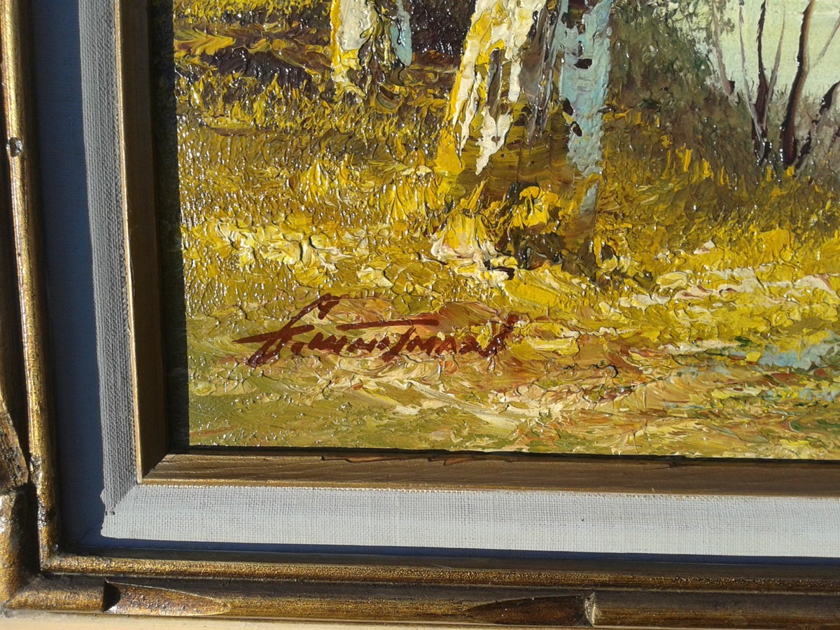 Autumn Landscape Vintage. Artist G. Whitman Oil Canvas
