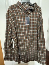Roundtree  Yorke Grey Orange Portuguese Flannel Long Sleeve Shirt Size 4XT -NWT