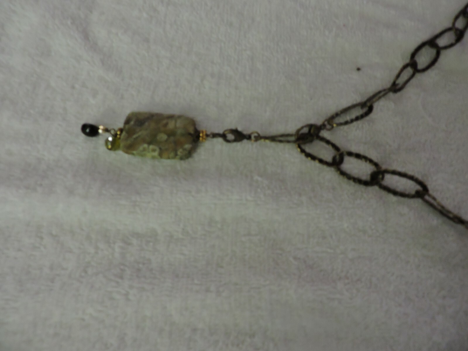 CHAIN NECKLACE WITH RETANGULAR MARBLED STONE 15.5… - image 11