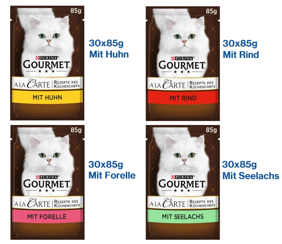 PURINA GOURMET A la Carte Katzenfutter nass Fisch Fleisch Geflügel Mix 120 x 85g - Bild 4 von 4