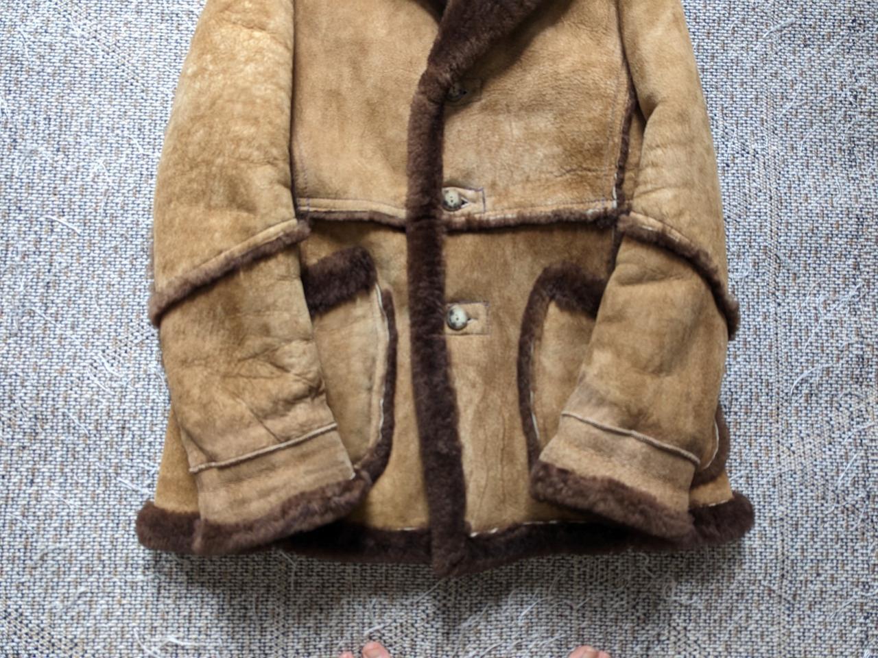 vintage SHEARLING coat SHEEPSKIN rancher jacket 44 dark brown WILSONS